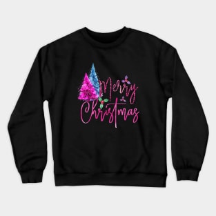 Merry Christmas Cute Pink Christmas Design Crewneck Sweatshirt